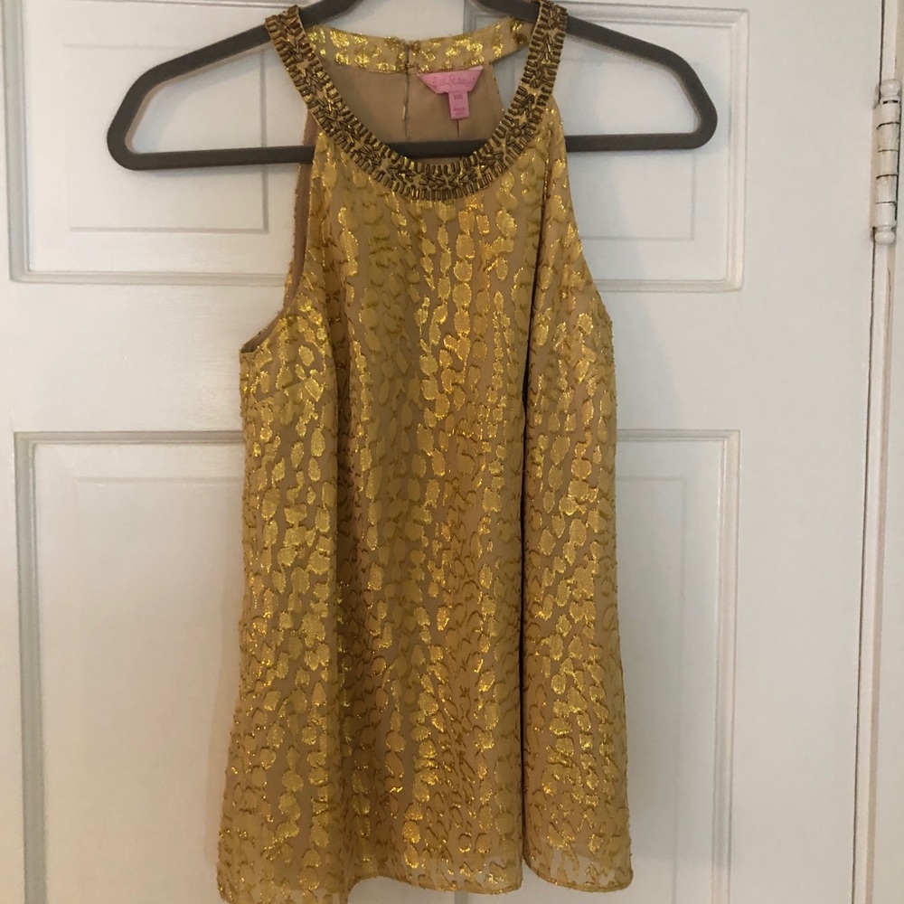 NWOT Lilly Pulitzer metallic gold top size xxs